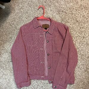 Ralph Lauren jean red button up long vest/ jacket. Size L